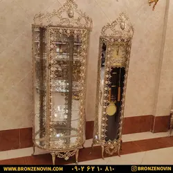 قیمت ست بوفه ساعت ایستاده برنز طرح گل آفتابگردان | برنز نوین