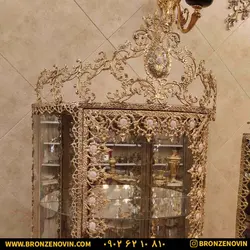 قیمت ست بوفه ساعت ایستاده برنز طرح گل آفتابگردان | برنز نوین