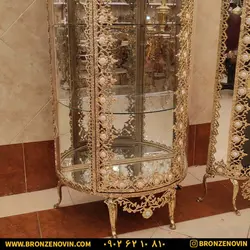 قیمت ست بوفه ساعت ایستاده برنز طرح گل آفتابگردان | برنز نوین