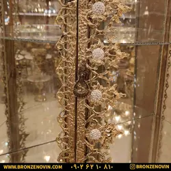 قیمت ست بوفه ساعت ایستاده برنز طرح گل آفتابگردان | برنز نوین