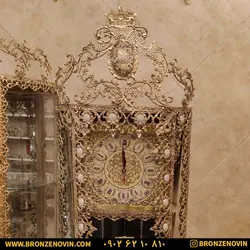 قیمت ست بوفه ساعت ایستاده برنز طرح گل آفتابگردان | برنز نوین