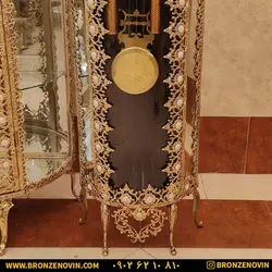 قیمت ست بوفه ساعت ایستاده برنز طرح گل آفتابگردان | برنز نوین