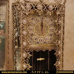 قیمت ست بوفه ساعت ایستاده برنز طرح گل آفتابگردان | برنز نوین