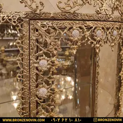 قیمت ست بوفه ساعت ایستاده برنز طرح گل آفتابگردان | برنز نوین