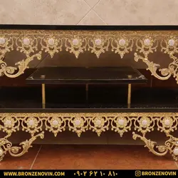 خرید و قیمت میز تلویزیون برنز 4 تاج گل آفتابگردان |برنز نوین