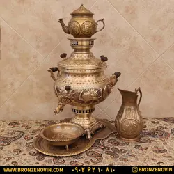 خرید و قیمت سماور شیر و خورشید زغالی برنجی آنتیک | برنز نوین