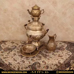 خرید و قیمت سماور شیر و خورشید زغالی برنجی آنتیک | برنز نوین