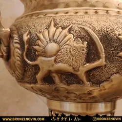 خرید و قیمت سماور شیر و خورشید زغالی برنجی آنتیک | برنز نوین