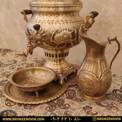 خرید و قیمت سماور شیر و خورشید زغالی برنجی آنتیک | برنز نوین