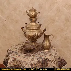 خرید و قیمت سماور برنجی زغالی 8 لیتری هخامنش آنتیک|برنز نوین