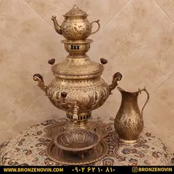 خرید و قیمت سماور برنجی زغالی 8 لیتری هخامنش آنتیک|برنز نوین