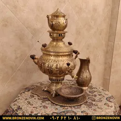 خرید و قیمت سماور برنجی زغالی 8 لیتری هخامنش آنتیک|برنز نوین