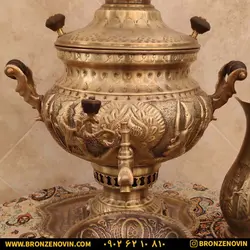 خرید و قیمت سماور برنجی زغالی 8 لیتری هخامنش آنتیک|برنز نوین
