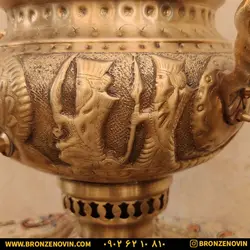 خرید و قیمت سماور برنجی زغالی 8 لیتری هخامنش آنتیک|برنز نوین