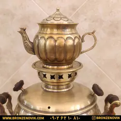 خرید و قیمت سماور برنجی گازی 6 لیتری با سرویس | برنز نوین