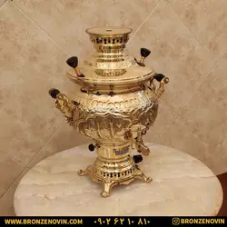 خرید و قیمت سماور برنجی گازی 8 لیتری قلم هخامنش | برنز نوین