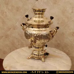 خرید و قیمت سماور برنجی گازی 8 لیتری قلم هخامنش | برنز نوین