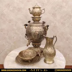 خرید و قیمت سماور برنجی زغالی 6 لیتری هخامنش آنتیک | برنز نوین
