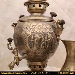 خرید و قیمت سماور برنجی زغالی 6 لیتری هخامنش آنتیک | برنز نوین