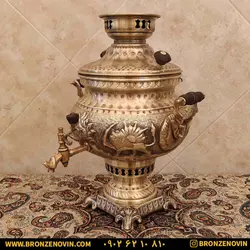 خرید و قیمت سماور شیر و خورشید زغالی برنجی آنتیک | برنز نوین
