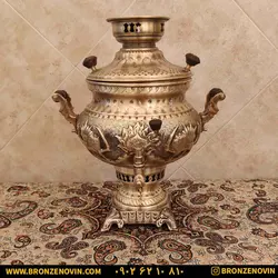 خرید و قیمت سماور شیر و خورشید زغالی برنجی آنتیک | برنز نوین