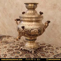 خرید و قیمت سماور شیر و خورشید زغالی برنجی آنتیک | برنز نوین