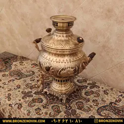 خرید و قیمت سماور شیر و خورشید زغالی برنجی آنتیک | برنز نوین