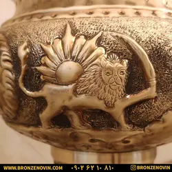 خرید و قیمت سماور شیر و خورشید زغالی برنجی آنتیک | برنز نوین