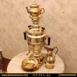 خرید و قیمت سماور برنجی زغالی 7 لیتری نظر کاپی با سرویس