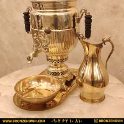 خرید و قیمت سماور برنجی زغالی 7 لیتری نظر کاپی با سرویس