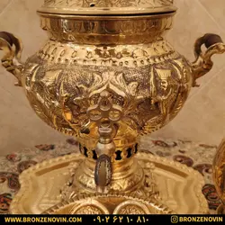 خرید و قیمت سماور برنجی زغالی 4 لیتری هخامنش قلم | برنز نوین