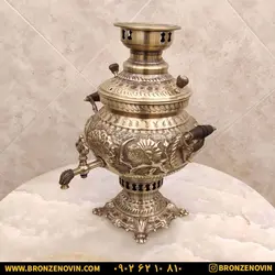 خرید و قیمت سماور شیر و خورشید زغالی برنجی آنتیک | برنز نوین