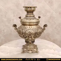 خرید و قیمت سماور شیر و خورشید زغالی برنجی آنتیک | برنز نوین