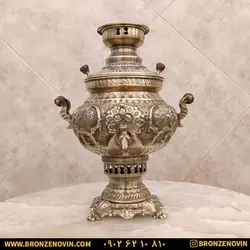 خرید و قیمت سماور شیر و خورشید زغالی برنجی آنتیک | برنز نوین