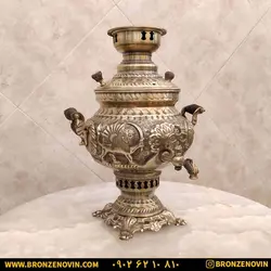 خرید و قیمت سماور شیر و خورشید زغالی برنجی آنتیک | برنز نوین