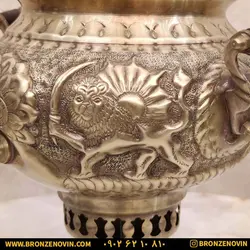 خرید و قیمت سماور شیر و خورشید زغالی برنجی آنتیک | برنز نوین