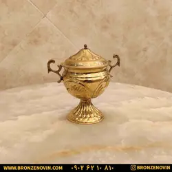 قندان برنجی پایه دار قلم زرد با بهترین قیمت و ضمانت نامه کتبی