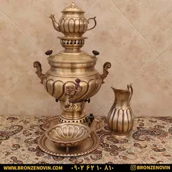 خرید و قیمت سماور برنجی گازی 8 لیتری آنتیک ضخیم | برنز نوین