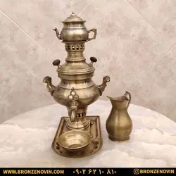 خرید و قیمت سماور زغالی برنجی با سرویس | برنز نوین