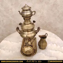 خرید و قیمت سماور زغالی برنجی با سرویس | برنز نوین