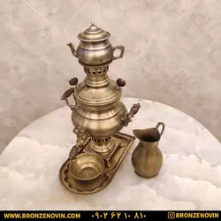 خرید و قیمت سماور زغالی برنجی با سرویس | برنز نوین