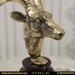 قیمت مجسمه برنزی برنجی کله قوچ پایه سنگی | برنز نوین