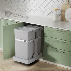 قیمت و خرید سطل زباله دو قلو ریلی زیر سینک ملونی مدل 9176 - فروشگاه کافه یراق