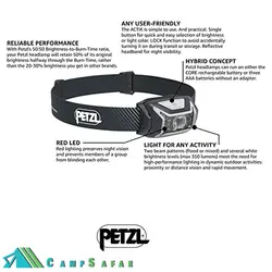 چراغ پیشانی پتزل PETZL مدل ACTIK CORE 600 - کمپ سفر فروشگاه لوازم کوهنوردی