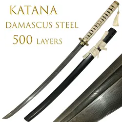 شمشیر کاتانا سامورایی فولاد دمشقی