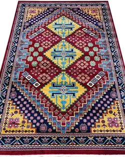 گبه ماشینی مینیاتور کاشان 400 شانه طرح سوسن لاکی کد 208