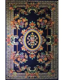 گبه ماشینی مینیاتور کاشان 400 شانه طرح گلباران سرمه‌ای کد 191