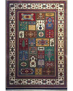 گبه ماشینی مینیاتور کاشان 400 شانه طرح نهال سرمه‌ای کد 184