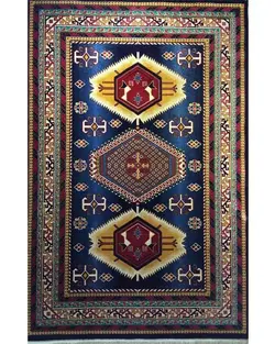 گبه ماشینی مینیاتور کاشان 400 شانه طرح شکوه سرمه‌ای کد 186