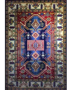 گبه ماشینی مینیاتور کاشان 400 شانه طرح صدف سرمه‌ای کد 190